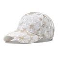 Elegante cappellino da baseball in pizzo bianco con ricami floreali dorati e mesh - Fiore in Pizzo Bianco