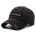 Casquette de baseball rétro gris anthracite délavé avec broderie GUHHA style urbain - Réglable / Noir