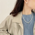 Elegant set of S925 silver pearl stud earrings and necklace with golden sphere pendant - Pearl Necklace 1PC