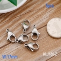 5pcs 17mm silver stainless steel lobster clasps shown with a coin for size reference - Steel Color Lobster Clasp (KLJ180-Z)