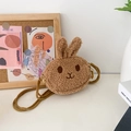 Cute brown plush bunny crossbody bag for girls with lamb wool texture and rope strap - Khaki Little Rabbit