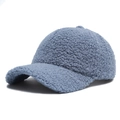 Casquette de baseball bleu clair en sherpa avec texture pelucheuse et visière courbée - Réglable / Rose bonbon