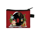 Red Christmas coin purse with festive letter O and owl print for small storage - Letter O