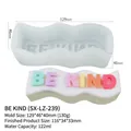 Silicone mold for DIY Be Kind letter candle with detailed product dimensions shown - BE KIND
