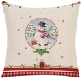 Christmas snowman pillowcase with linen texture and festive holiday scene pattern - 45*45cm (No Insert) / Style-8 (Snowman Gifts)