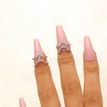 Silver midi ring with cubic zirconia in a double V-wave shape for elegant nail styling - Silver Nail Ring 2pcs Set