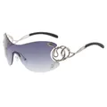Frameless Y2K oversized sunglasses with silver snake temple and purple gradient lens - C2-Gradient Grey