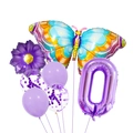 Kit de ballons papillon violet avec chiffre 0 et décorations de paillettes brillantes - Violet Chiffre 0