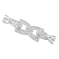Macro detail of silver tone jewelry connector clasp with micro-paved cubic zirconia stones - VK270 Platinum Figure 8 Clasp