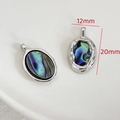 Silver plated 12x20mm abalone shell oval pendant charm for DIY jewelry making - Silver Plated Border Abalone Shell