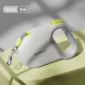 5m retractable dog leash in white and green with metallic carabiner by KIMPETS - White / 5M