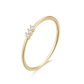 Detailed close-up of S925 hallmark on a minimalist 18K gold plated zircon ring - US 6 / Gold #4 (Triple Stone)