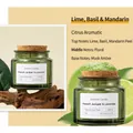 Lime Basil and Mandarin scented soy wax candle in green glass jar with a cork lid - Lime Basil & Citrus