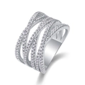 Multi-layer crisscross S925 sterling silver ring with micro-pave moissanite stones - US Size 5 (HK 11) / S925 Sterling Silver Moissanite Ring