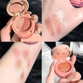 Palette di ombretti a tre colori pesca corallo con campioni di finitura glitterata - 01# Fragola Dolce