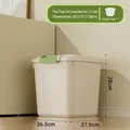 Minimalist beige 6kg pet food storage container with green handle and a measuring spoon - 6kg / No Wheels
