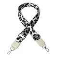 Adjustable 38mm ethnic shoulder strap with black and white leopard pattern and silver hooks - Leopard Print White Top Grain Leather