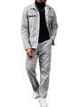 Ensemble décontracté gris clair pour hommes avec veste à revers et pantalon ample - S / Gris clair