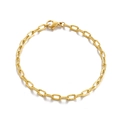 Golden titanium steel chain bracelet with hammered oval links and lobster clasp - Gold Bracelet 200mm*4mm (KB144258-Z)