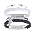 Dettaglio dei ciondoli a cuore magnetico e bracciali incisi Always & Forever per coppie - Sempre per Sempre e per Sempre Sempre