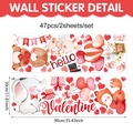 Stickers muraux animaux et ballons de cœur pour décoration de chambre de la Saint-Valentin - Animaux de Dessin Animé & Coeurs (UV24Y11279T_R)