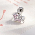 Stern-Ohrstecker aus Silber mit rosa Zirkonia-Steinen und einer kleinen Schleife - Schraubverschluss / Rosa (Einzelstück)