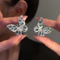 Exquisite blue zircon butterfly stud earrings featuring a high-end luxury aesthetic - Blue Butterfly (6#)