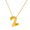 Collana in acciaio al titanio placcato oro con ciondolo 3D numero 2 stile bolla - Stile Numero 2-Catena a Croce (SP731G-2)