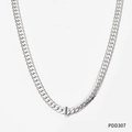 Silver cuban chain necklace featuring a rectangular black zircon pendant for women - Silver Necklace with Black Stone (PDD307)