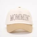 Cappellino da baseball bicolore classico con ricamo MOMMIN e cinturino regolabile - Taglia unica / Bianco Sporco/Cachi Scuro