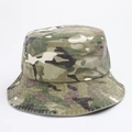 Detail eines gewaschenen Camouflage-Sonnenhuts mit Mehrfachnähten an der Baumwollkrempe - Einheitsgröße (58cm) / Kaffeegrün Camo