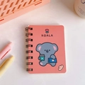 Pink A7 mini spiral notebook with a cute grey koala design for students and journaling - No.1 Koala