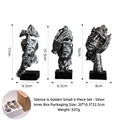 Set di 3 sculture astratte del pensatore in resina argentata per arredamento moderno - Set Il Silenzio è d'Oro Piccolo - 3 Pezzi / Argento