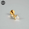 Stud de labret en titane G23 doré avec zircon triangulaire et base plate - Pierre triangle unique / 1.2x8mm / Or