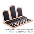 Multi-piece wooden jewelry display set with black leather lining for rings and necklaces - Black Leather Integrated Set