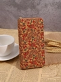 Cork long wallet with colorful paisley print and gold zipper for bohemian style - Style K