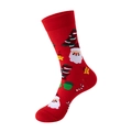 Red Christmas sock featuring Santa Claus, pine trees and candy cane patterns - One Size / 283-Red Santa Face Star