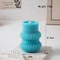Blue pleated geometric pillar candle for home decor with 8.5cm height and 145g weight - Origami Geometric Type I / Blue