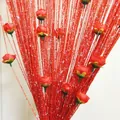 Tenda a fili rossa con rose decorative e fili d'argento per interni eleganti - Tipo Tasca per Asta / Rosso
