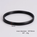 Detail view of 6mm black minimalist metal bangle with dimensions and weight specs - Women's Black