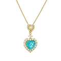 Collana a doppio strato in oro con cuori e cristalli blu e trasparenti su bianco - Blu Lago