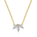 Elegante S925 Silber Kleeblatt Kette in Gold mit Markis-Zirkonia Steinen in Fächerform - Gold