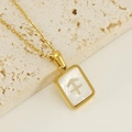 18K vergulde roestvrijstalen Boogschutter ketting met rechthoekige witte schelp hanger - Boogschutter (Met Ketting)