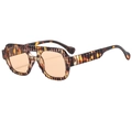 Occhiali da sole pilot vintage con montatura a coste e lenti ambrate unisex - Montatura Tartarugata / Lenti Tè Chiaro (C2)