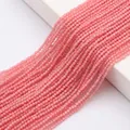 Pink faceted glass crystal beads in 2mm cotton thread strand for DIY jewelry making - Water Red Jade Baked Color