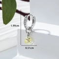 Silver-tone heart hoop earrings with yellow zircon crystals and size dimensions - Fruit Green (Single)