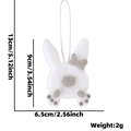 Pendentif lapin de Pâques en feutre blanc avec nœud gris et dimensions détaillées - Pendentif Queue de Lapin Argent/Gris