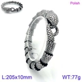 Polished silver stainless steel snake link bracelet for men with textured scale details - Polished Silver Spirit Snake Bracelet (KB129397-BDJX)