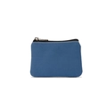 Minimalist blue canvas coin purse with white stitching and black zipper closure - Moon Blue