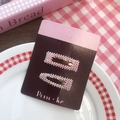 Cute pink and white beaded hair clip set for girls on a stylish display card - 2 Pcs/Set / Pink Series